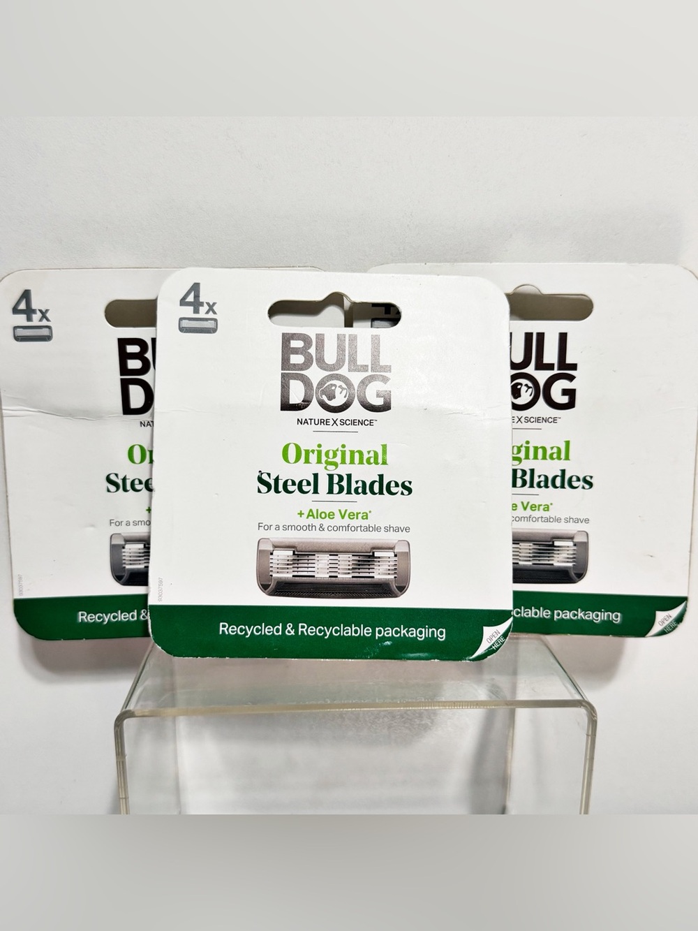 3 x BULLDOG Original Steel Blades + Aloe 5-Blade Razor Refills ~ 12 Blades Total